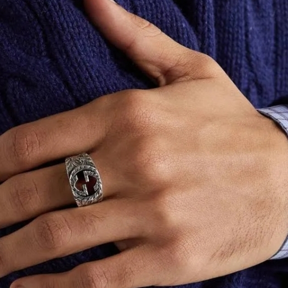 Authentic Gucci Garden Sliver Oxidised Buckle Ring With interlocking G LOGO - Picture 16 of 16